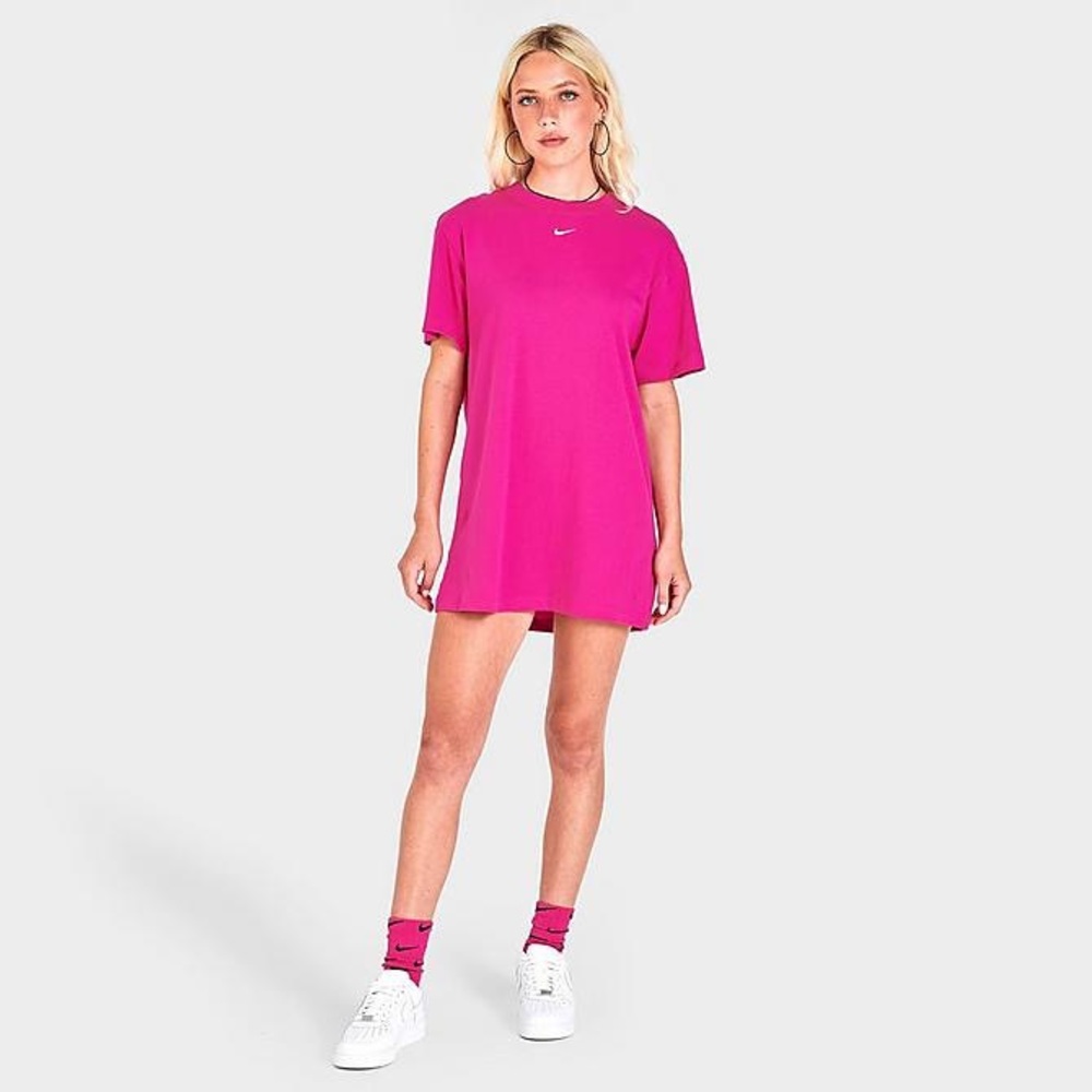 NEW NIKE Pink Essentials T Shirt Dress Size Small Embroidered Swoosh
